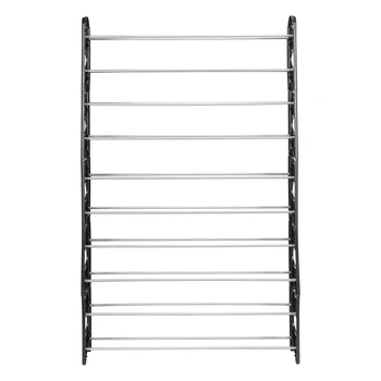

10-Tier 50-Pair-of-shoes Adjustable Steel & Plastic Shoe Rack Black & Silver For Home Use Shoe Cabinets