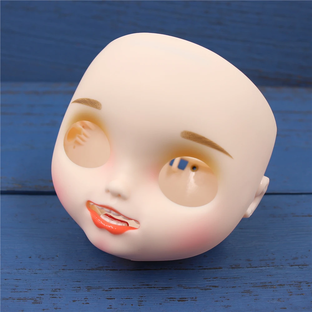 Neo Blythe Plaque frontale mate de poupée avec maquillage, bouche et peau blanche 14