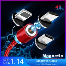 Магнитный кабель для освещения 2.4A Быстрая зарядка Micro USB кабель Тип C магнит зарядное устройство 1 м Плетеный телефонный кабель для iPhone Xs samsung провод