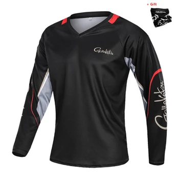 

Gamakatsu Male Men Fishing T Shirt V Neck Outdoor Sports Jerseys Long Sleeve Anti UV Breathable Cycling Hunting Hiking Clothes