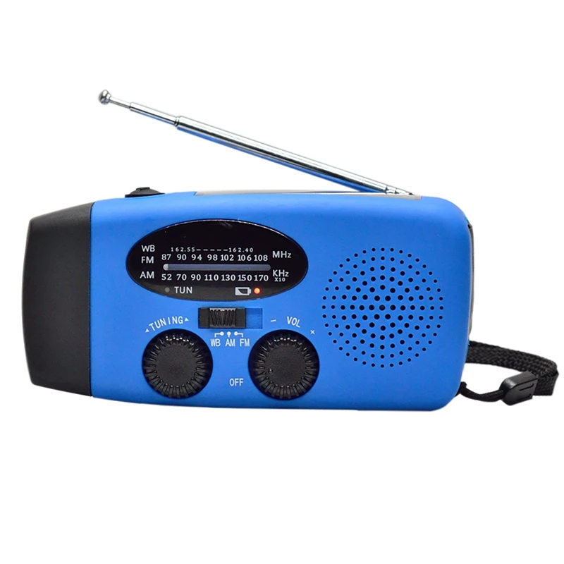 Солнечное радио аварийное AM/FM/NOAA погодное 1000MAh ручное с 3 светодиодный фонарик |