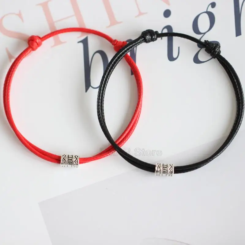 Lucky Adjustable Red Leather Rope Bracelet bracelet jewelry leather bracelets Couple Handmade Braided Charm Bracelets Women Men Thread Jewelry Gift 1/2pcs