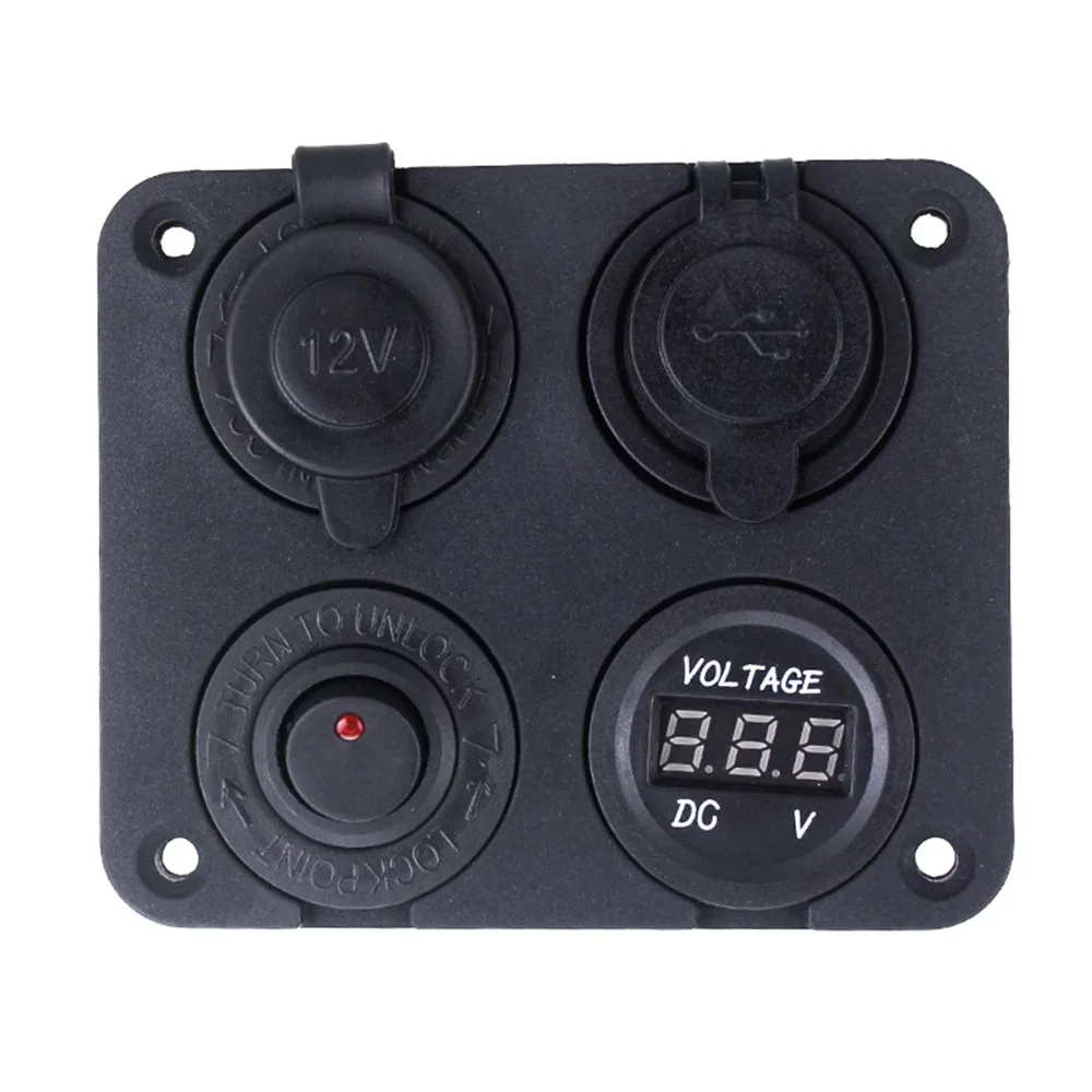 Car Charger Cigarette Lighter Socket Dual USB Chargers Switch Adapter Charger With 9 Terminals For GPS 12V-24V Vehicle Boat