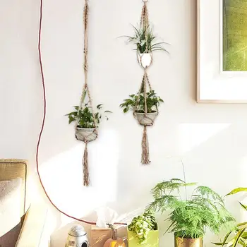 

Suspension Environmental Protection Durable All Functions Hanging Rope Basket Double Pot Rack Flower Pot Basket Holder Ropes