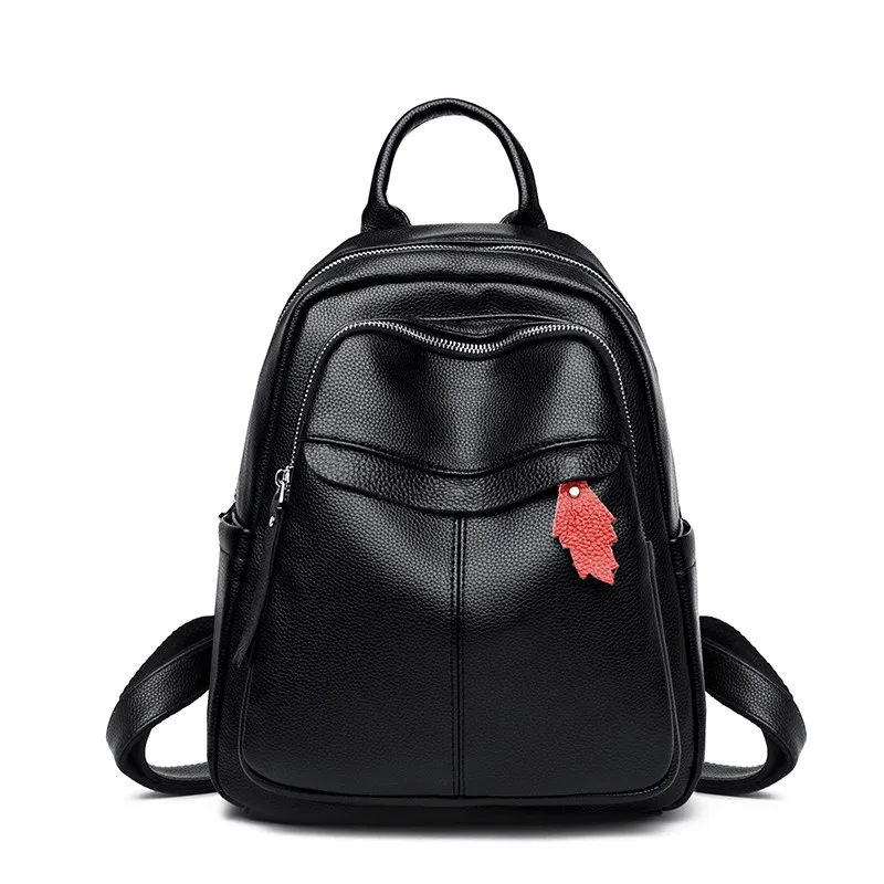 Женские винтажные кожаные рюкзаки, женские рюкзаки Sac a Dos, женские повседневные дорожные сумки на плечо, школьные сумки для девочек, рюкзак Mochilas - Цвет: Black
