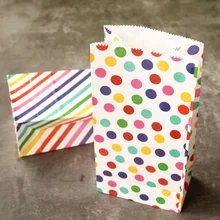 10 шт красочные точки полоса Подарочная сумка праздничный свадебный сувенир печенье конфеты сумки День рождения еда сумка для угощений Открытый Топ бумажный мешок
