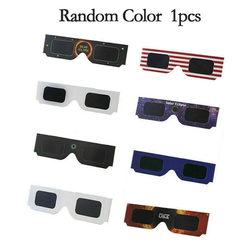 1Pcs Papier Solar Eclipse Gläser Zufällige Farbe Total Eclipse Beobachtung Gläser Solar Outdoor Brille Eclipse Anti-Uv Solar