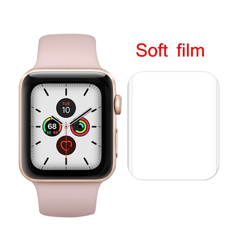Мягкая пленка для наручных часов Apple Watch, версии 5 4 3 2 1 часы Чехол Крышка полосы Чехол, 42 мм, 38 мм, версия Экран протектор 40 мм 44 мм для наручных часов iWatch серии 5