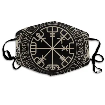 

Women Men Face Masks with Elastic Ear Loop, Anti Dust Pollution Face Mask (Black Celtic Viking Design Magical Runic Compass