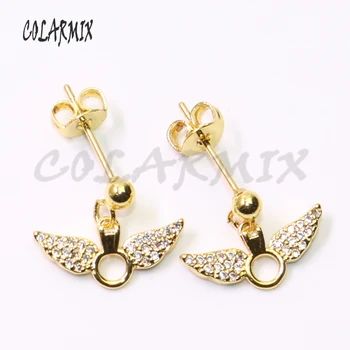 

10 pairs Angel wings tiny earrings crysta zircon earrings crystal accessories stud earrings for women jewelry gift 50783