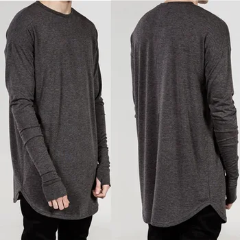 

Mens T Shirts Fashion 2019 New High Street Long Sleeve T Shirt Men Hip Hop Dance Men's Arc Hem Bottoming Shirt Men Clothing