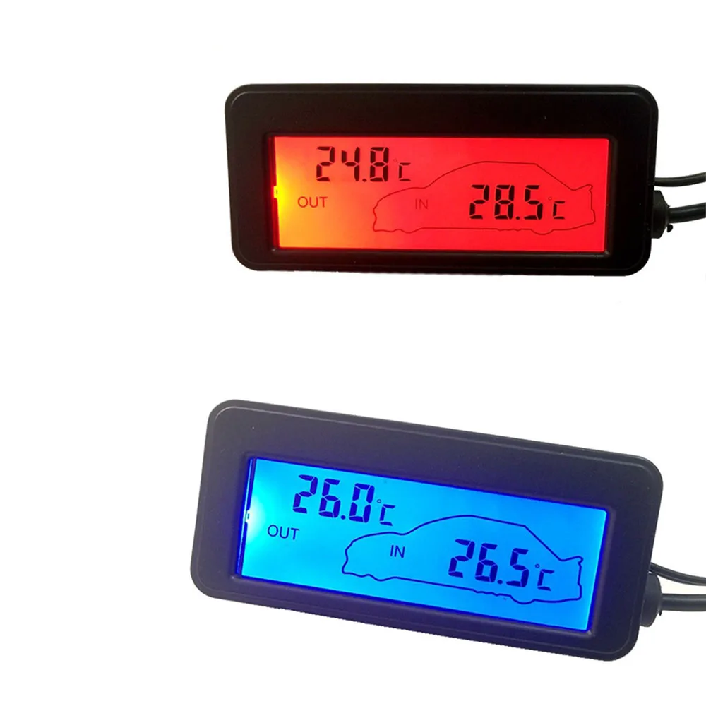 

LCD Display Car Digital Thermometer Monitor Mini 12V Vehicles Auto Internal External Temperature Meter 1.5m Cable Sensor