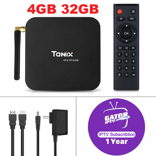4G32G-1 Year IPTV Tanix TX6 Смарт ТВ коробка+ 1 год Аллигатор IP ТВ подписка Android 9,0 4 к Декодер каналов кабельного телевидения компьютерной приставки к телевизору Франции, Испании Nederland португальское IPTV Abonnement - Цвет: 4G32G-1 Year IPTV