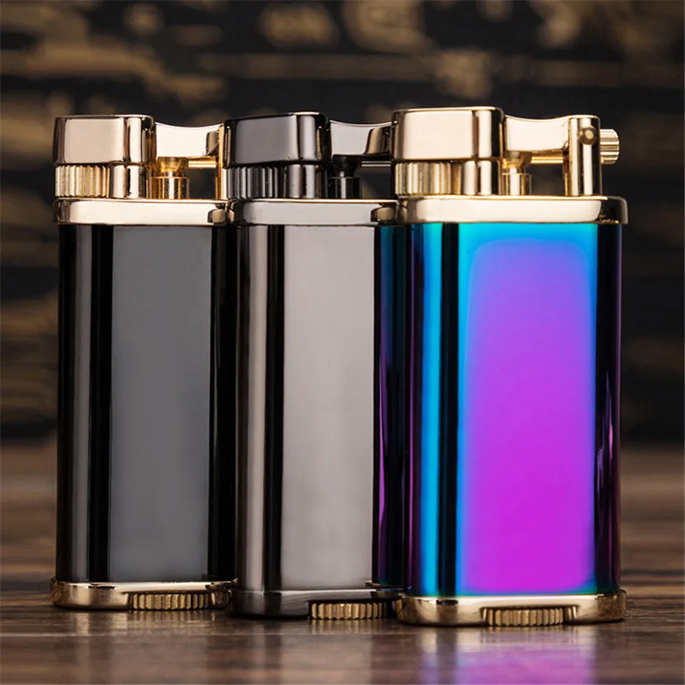 Metal Gas Lighter Powerful Tube Straight Fire Butane Windproof Lighter