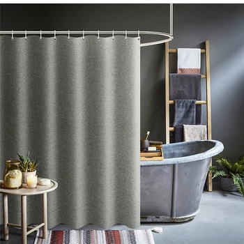 

Thickened Imitation Linen Shower Curtains Solid Hotel High Quality Waterproof Bathroom Curtain For Hotel & Home
