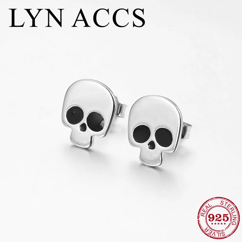 

Fashion Personality Skull Earrings 925 Sterling Silver Black Zircon Small Stud Earrings for Women Fine Jewelry 2019
