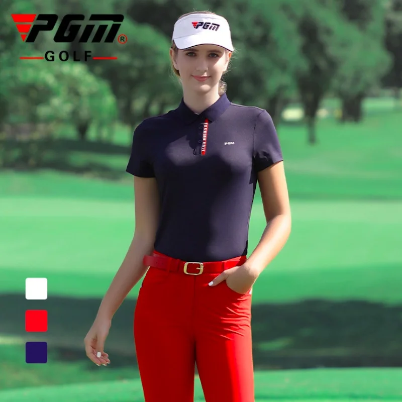 PGM Golf Women's T-Shirts Sports Leisure Summer Short Sleeve Lady Clothing Elasticity Quick Dry Breathable YF400 Wholesale