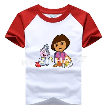 

Funny Dora Print T-shirts Vogue Princess Little Girls Tops T Shirts 2 To 14 Years Summer Casual Kids T-shirt for Girl N03-3