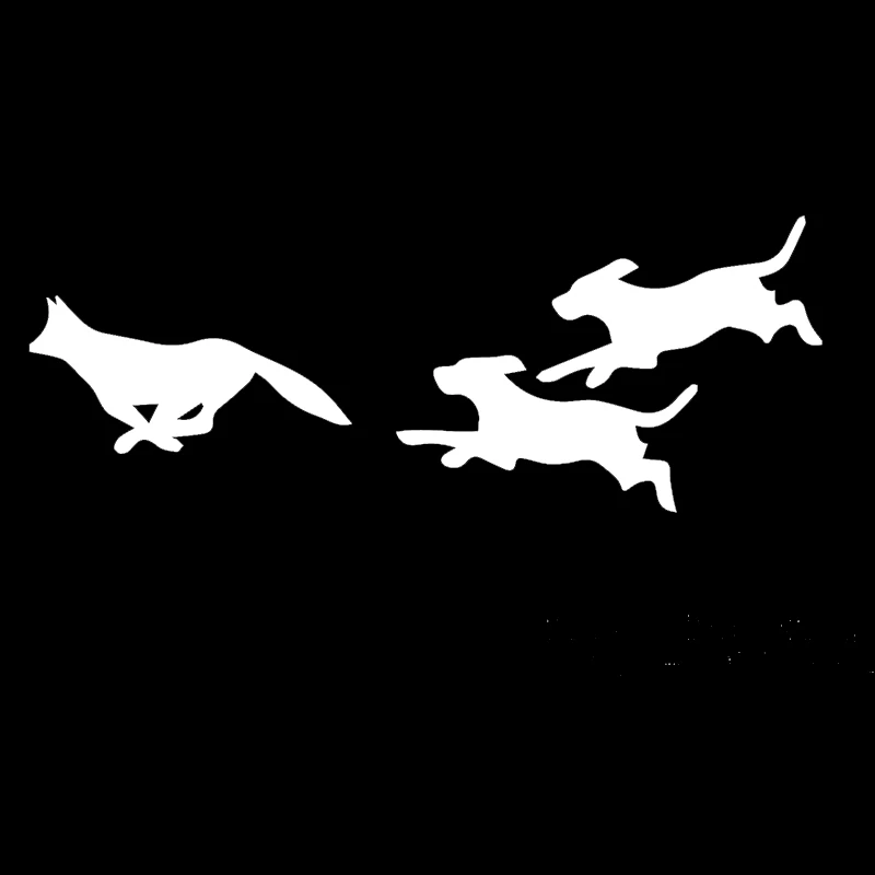 Beagle Hunting Dogs Chasing Fox Car Truck Bumper Fun 12" Vinyl Decal Sticker 
