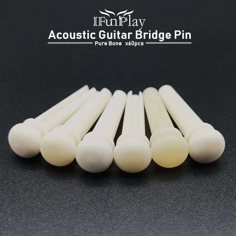 60pcs Real Cattle Bone Acoustic Guitar Bridge Pins Pure Bone Bridge Pin