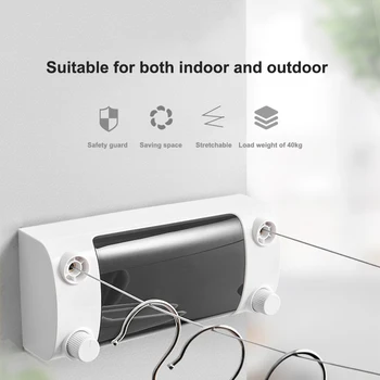 

Portable Clothesline Drying Rack No Drilling Required Retractable Clothesline 4.2M Stainless Steel Drying Rope Laundry Storage
