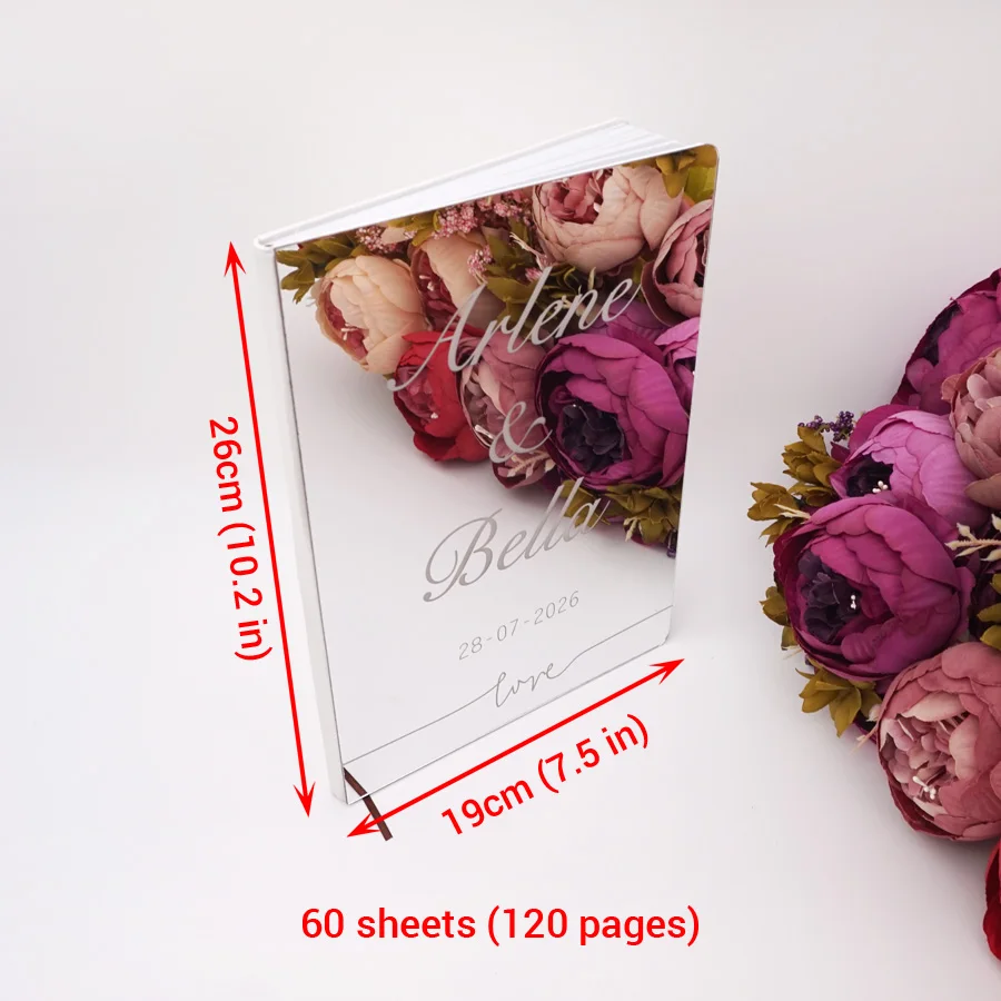 Acrylic Mirror Engraved Wedding Signature Guest Book Love Script Personalized Bridal Shower Marriage Gift