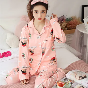 

Pijama Mujer Pajamas Set for Women 2019 Autumn Winter New Ladies Sleepwear Long Sleeve Print Fashion Women Pyjamas Set Nightwear