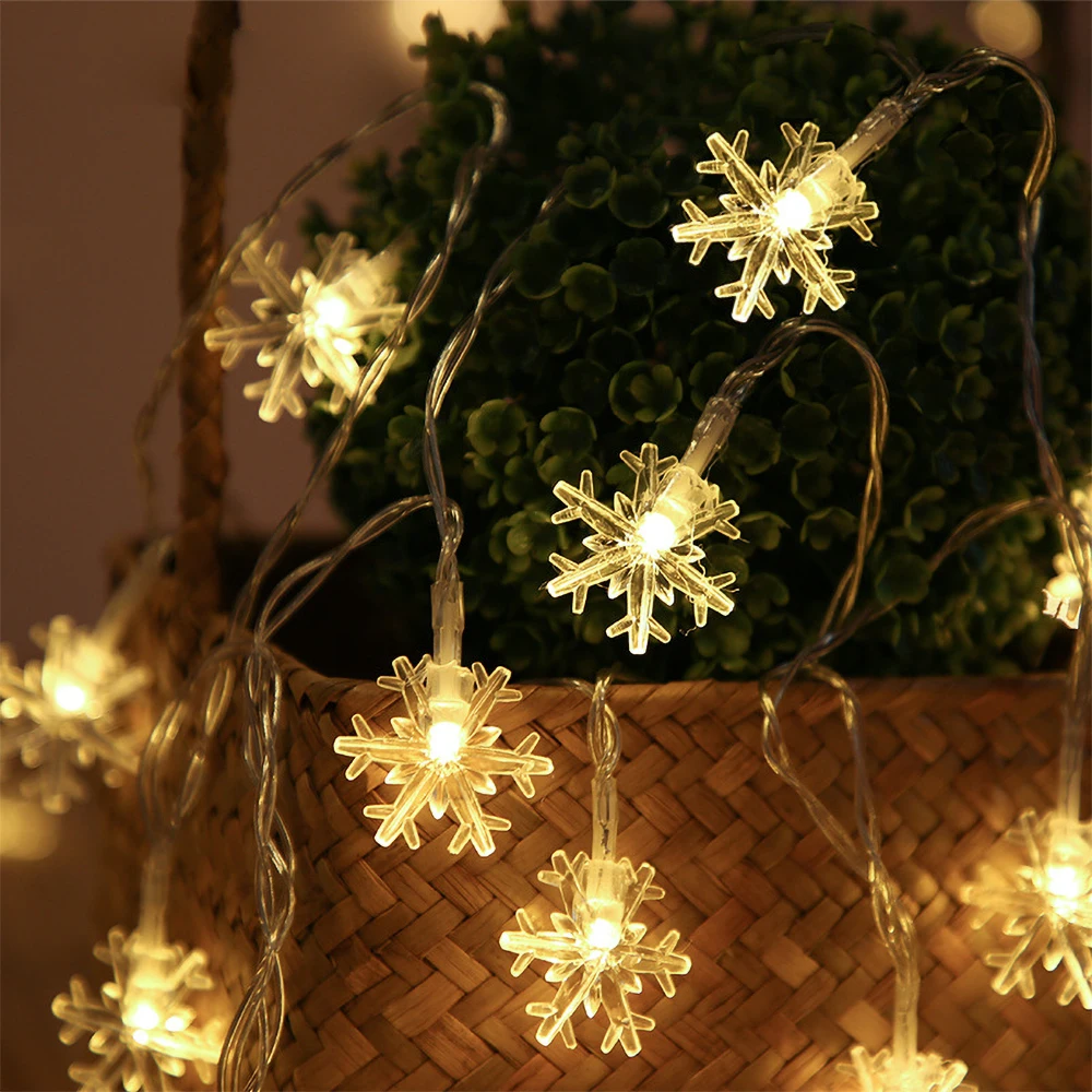 

LED Snowflakes Garland String Lights Battery Powered Christmas Fairy Outdoor For Valentine's Day Holiday Party New Year's Decor