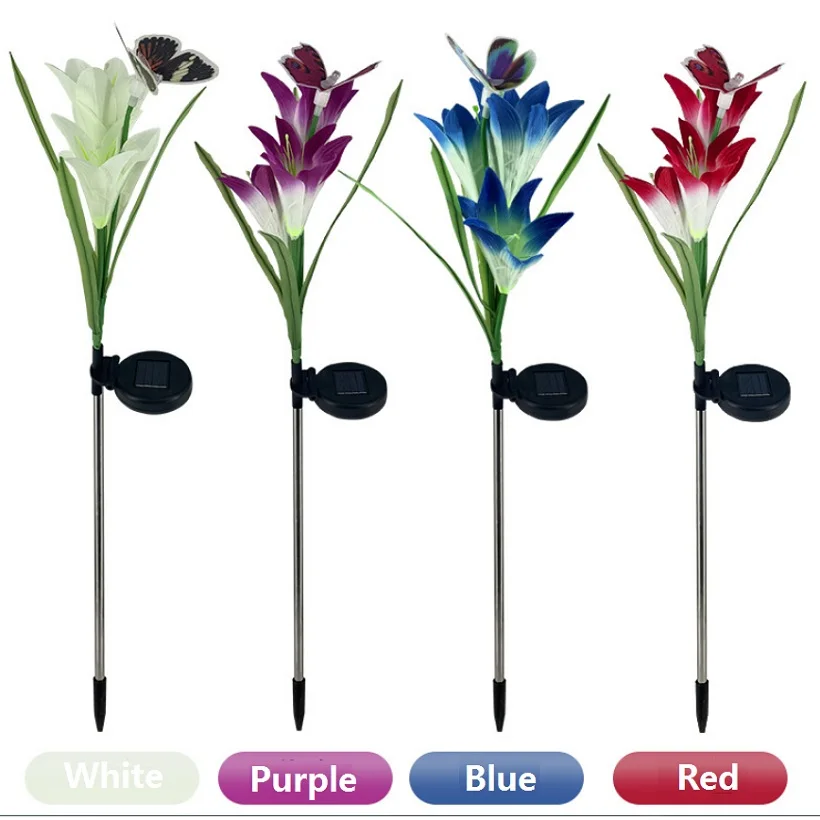 

Solar LED Lawn Light with Butterfly Simulation Lily Flower Lamp Outdoor For House Garden/Villa/Park Flowerbed Colourful