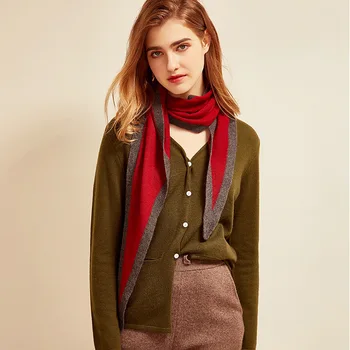 

Cas Lady 100% Cashmere Color Blocking Small Triangle scarf