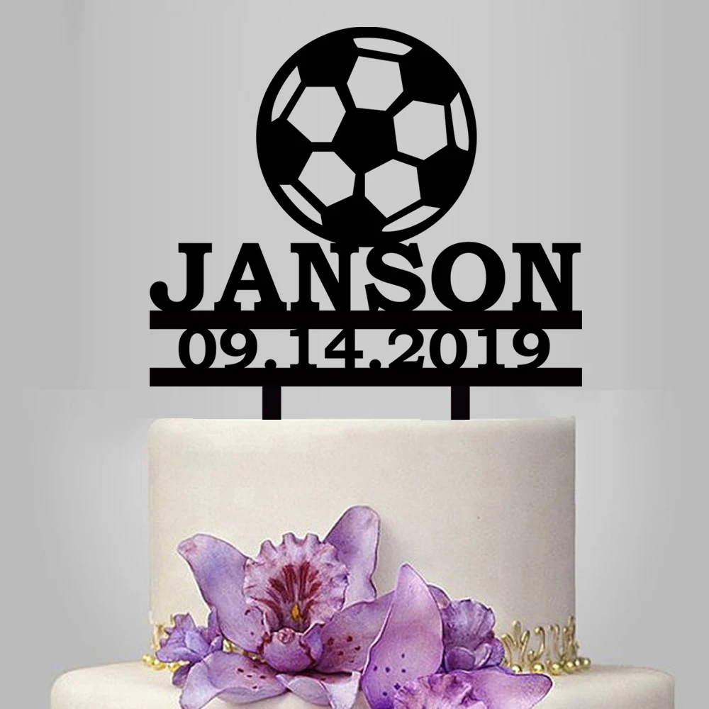 

Customized Name Date Football Fans Kids Birthday First Holy Communion Party Acrylic Cake Topper For Cake Decoration YC061
