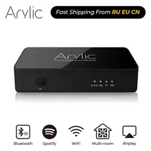 Arylic s10 wifi e bluetooth 5.0 adaptador receptor de áudio estéreo de alta fidelidade com spotify airplay dlna internet rádio multiroom aplicativo gratuito