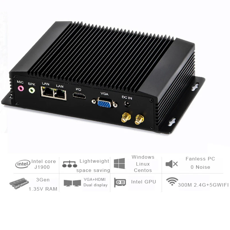 Четырехъядерный процессор Intel Celeron j1900 Мини ПК оконные рамы HDMI + VGA мини Windows 7/8 ОС