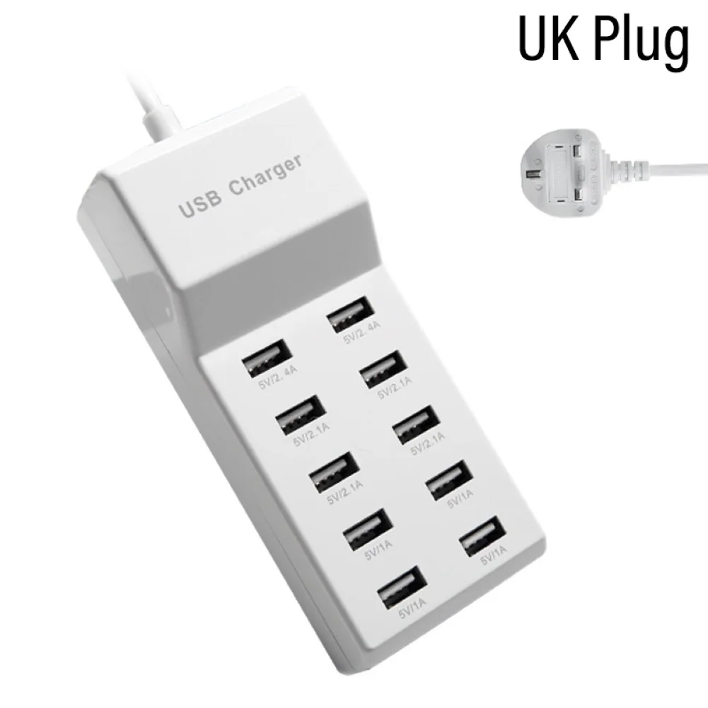 Батарея Зарядное устройство usb-хаб Портативный USB 3,0 высокоскоростной разветвитель 10 Порты 5V 2A стеновое AC Зарядное устройство Мощность адаптер док-станция для зарядки концентратор