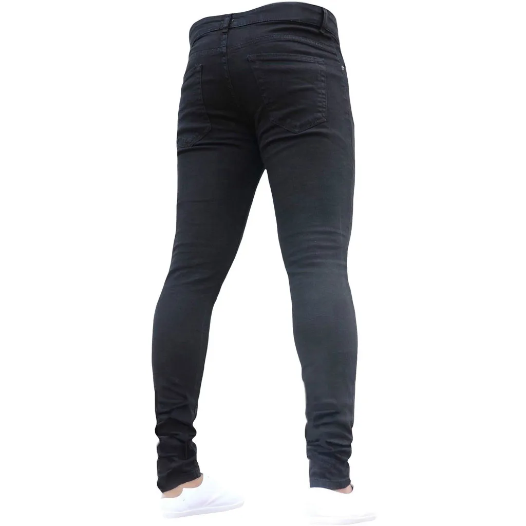 Мужские однотонные джинсовые хлопковые винтажные потертые рабочие брюки в стиле хип-хоп, джинсовые брюки
