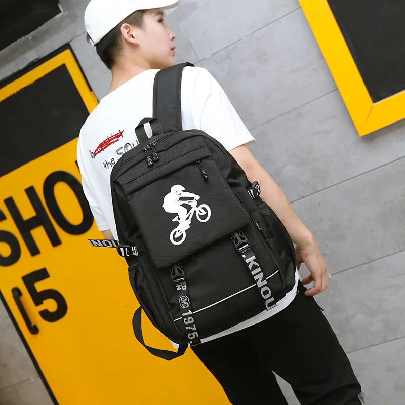 

Lettered Ribbon Backpack Women's Korean-style Simple Printed Hipster Campus Harajuku Wind Schoolbag Large-Volume Fashion