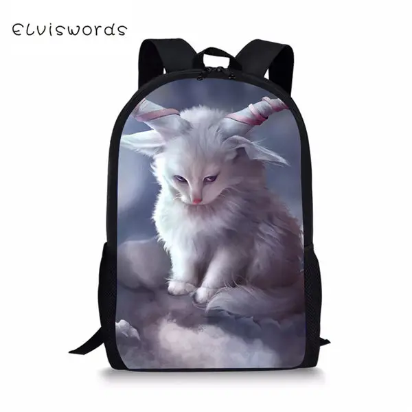 ELVISWORDS модный детский рюкзак Фэнтези коты узор для девочек школьные сумки для книг Kawaii животный дизайн 3 шт./компл. студенческие организованные сумки - Цвет: CDWX4048C
