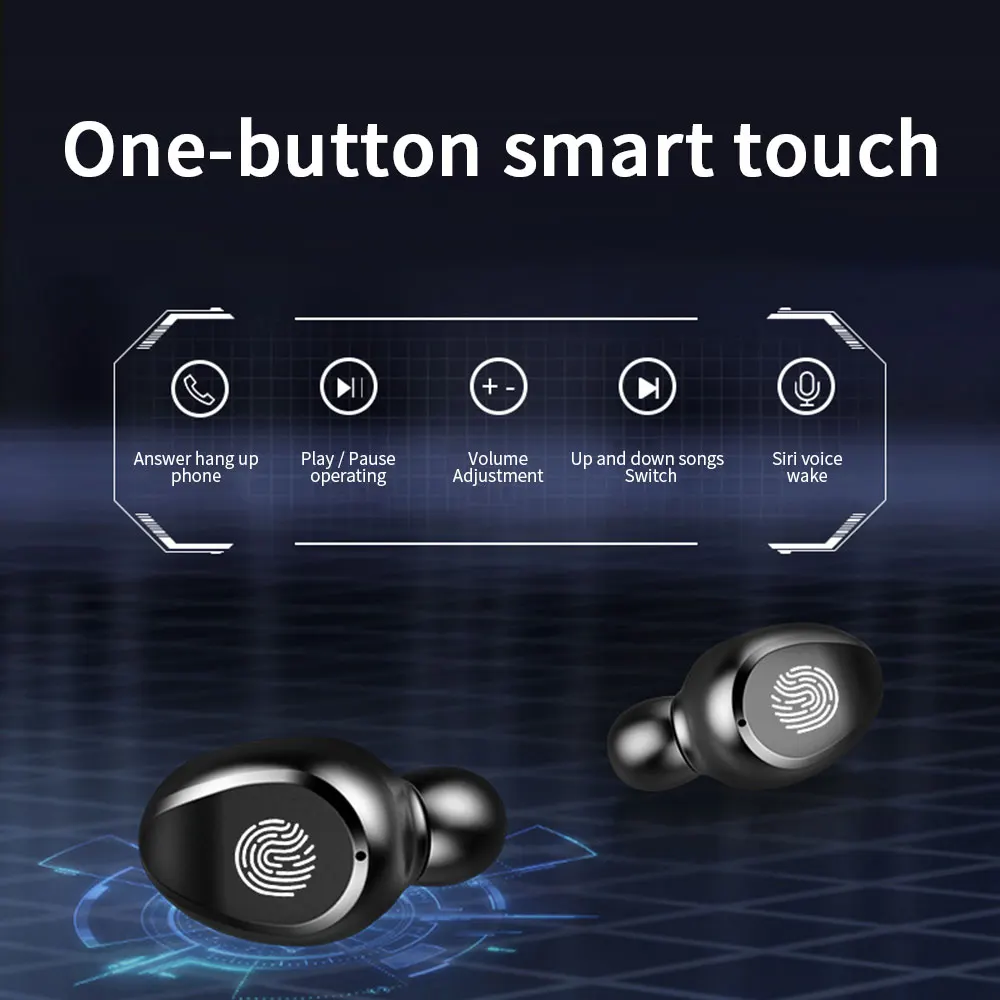 Floveme Беспроводные Bluetooth 5,0 наушники светодиодный дисплей TWS 2200 мАч сенсорные наушники с отпечатком пальца гарнитура с микрофоном