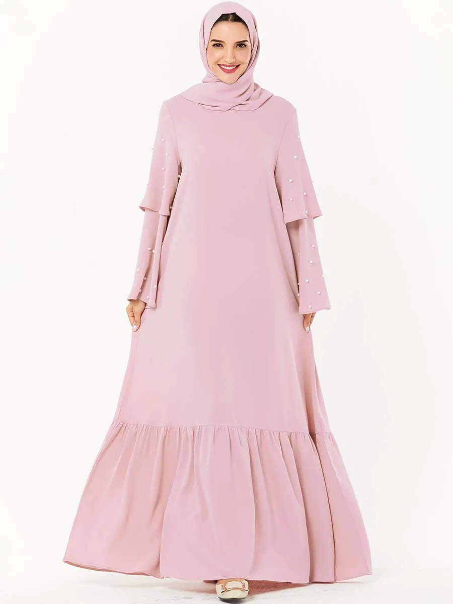 Элегантное мусульманское Бисероплетение abaya Макси платье полное свободное кимоно длинные халаты Рамадан Eid Ближний Восток арабский Исламская, молитвенная одежда