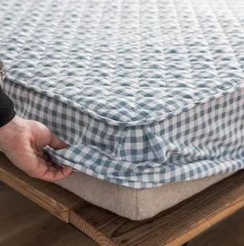 

100% Cotton Mattress Cover Fabric Quilted Mattress Protector Thicken King Mattress Pad For Bed Anti-mite Twin Bed Mattress Cover