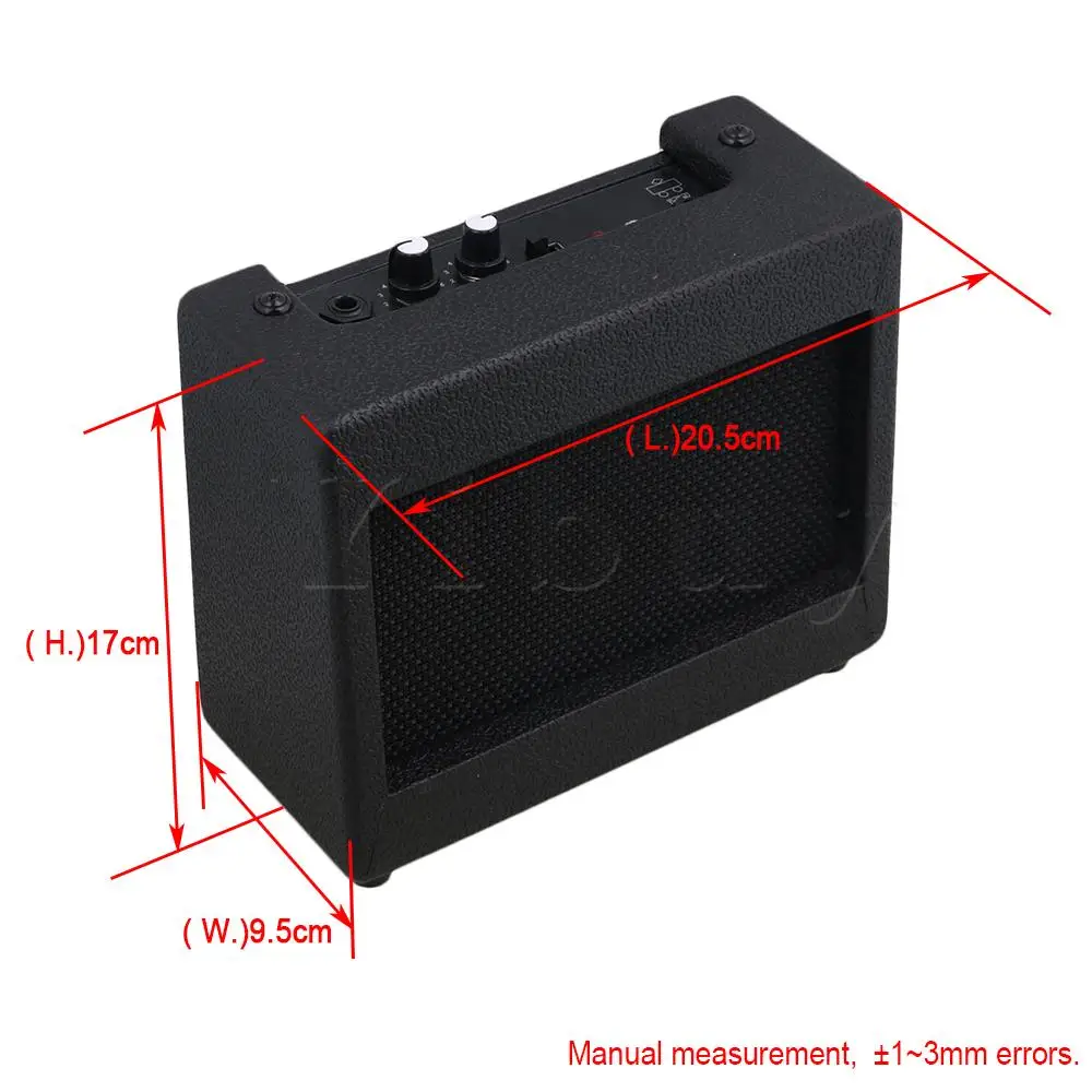 Yibuy черный пластиковый металлический гитарный динамик усилитель 9V 5W музыкальный инструмент