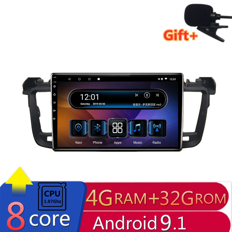 9" RAM 4G 2.5D IPS 8core Android 9.1 Car DVD Multimedia Player GPS for Peugeot 508 2011 2012 13 14- radio stereo navigation