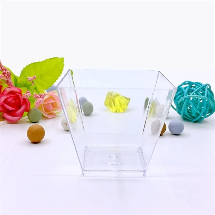 50/100pcs Square Dessert Cups Mini Plastic 2oz Clear Party Wedding Decor Transparent Dessert Cup can CSV
