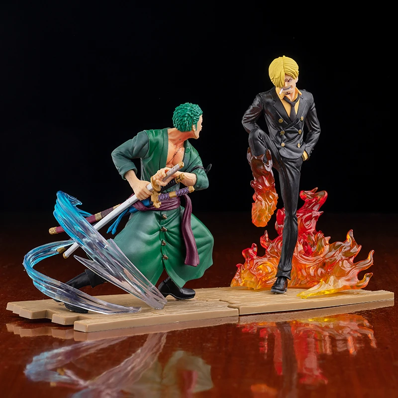 18CM Japanese Cartoons Anime Action Figures One Piece 18Cm Roronoa Zoro Vinsmoke Sanji Collection Model Toys Child Birthday Gift