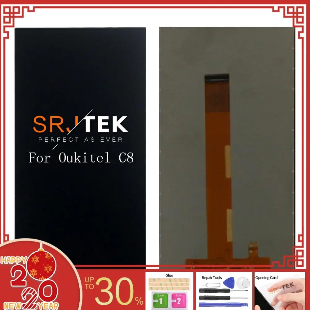 SRJTEK протестирован для Oukitel C8 ЖК-экран дисплей дигитайзер Запасные части для Oukitel C8 ЖК-экран Замена черный цвет