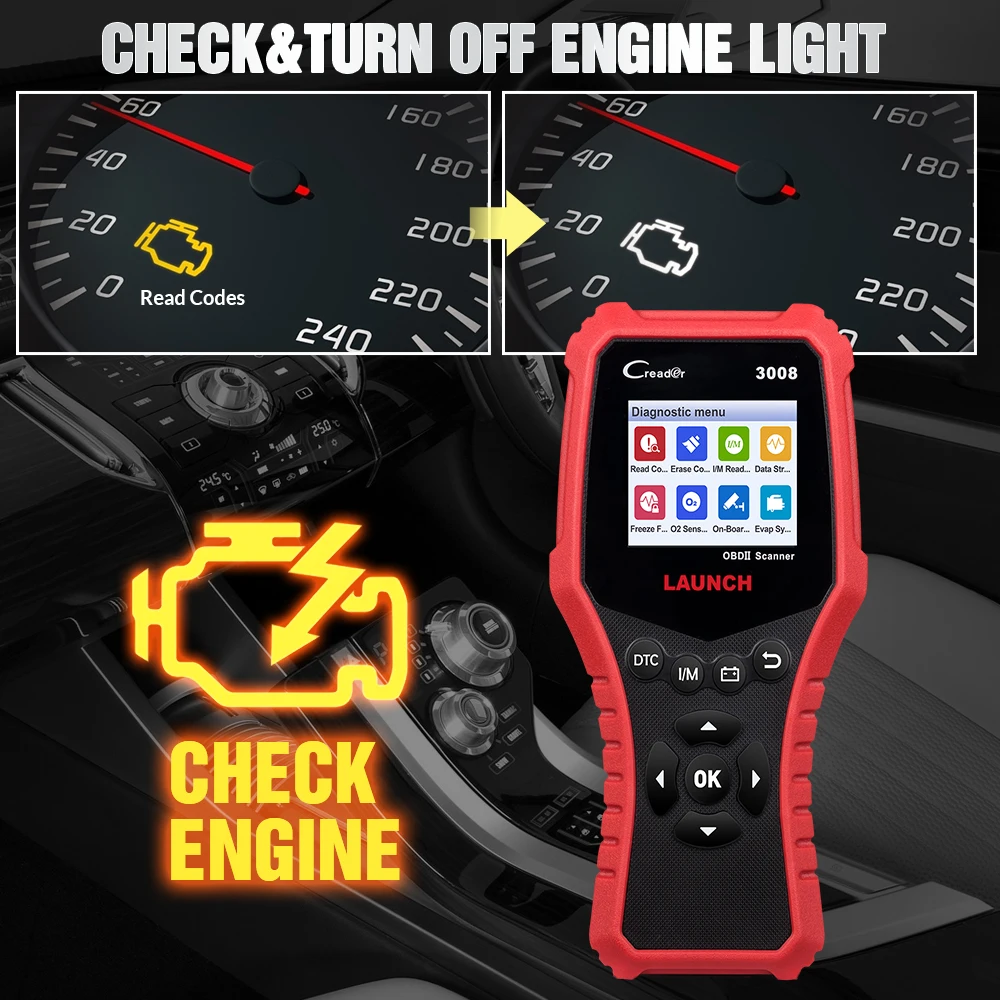 LAUNCH Creader CR3008 Auto OBD2 EOBD сканер кода неисправности двигателя автомобиля PK NT301 kw850
