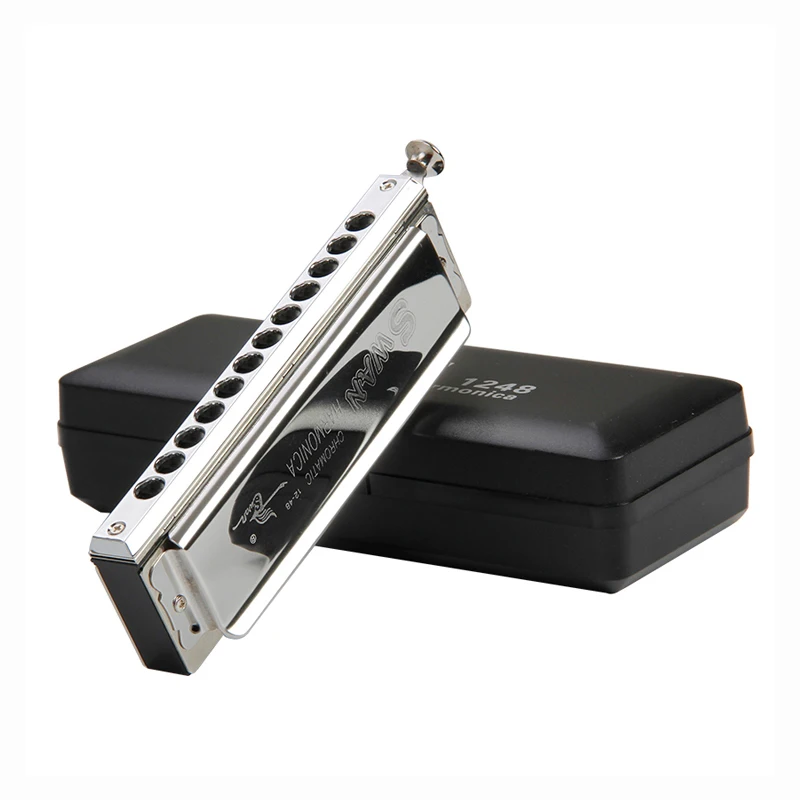 

SWAN 10/12/16 Holes C Key Sliver Chromatic Harmonica Standard Chromatic Harmonica in Turning Round Blow Holes with Annex