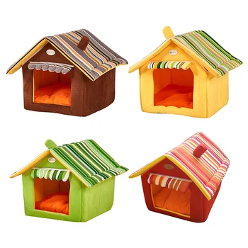 

Pet Fleece Bed Dog Cat Foldable Tent House Kennels For Small Dogs Cats Puppy Mat Teddy Nest Mattress Pets Sleeping Lounge Cave