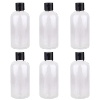 

6pcs 250ML Cover Plastic Bottle Transparent Cosmetic Bottle Portable Empty Bottle Lotion Storage Bottle With Black Cover for Hom