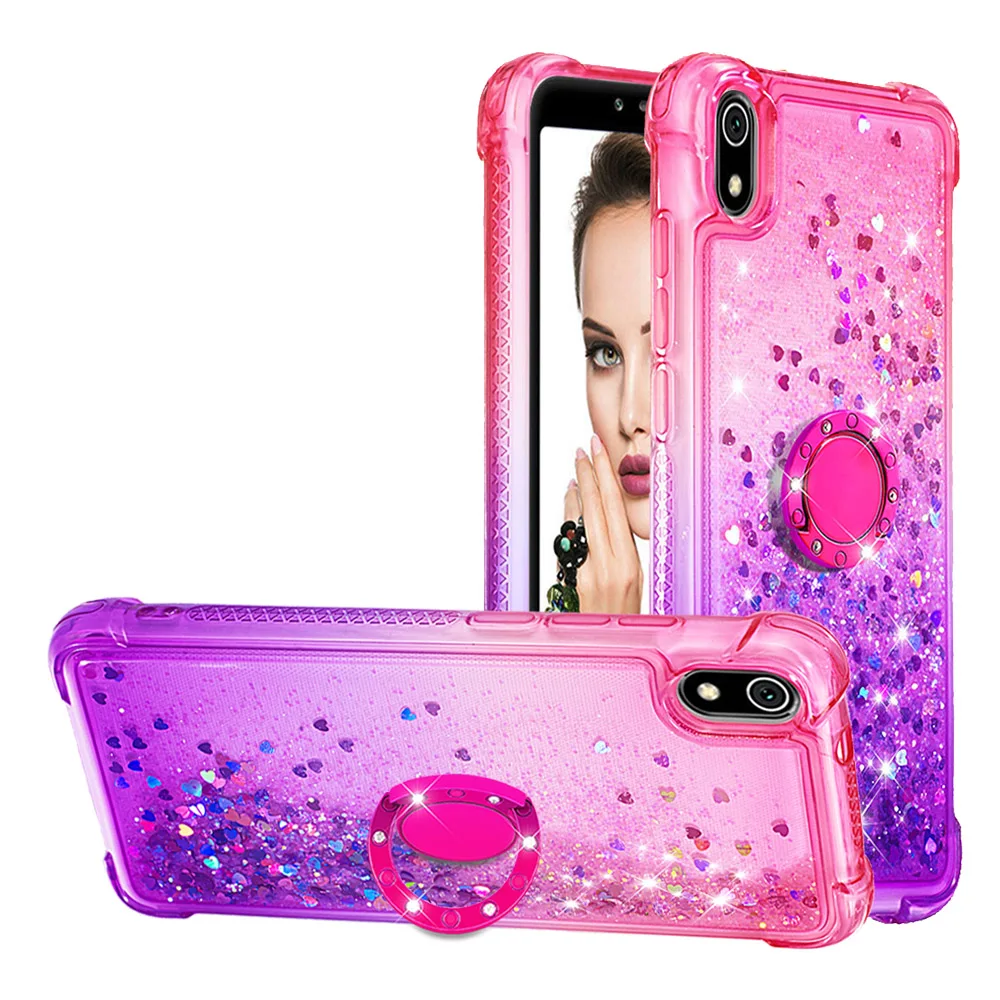 

Newly Luxury Phone Case For Xiaomi Redmi 7A K20 K20 Pro Bling Heart Dynamic Kickstand Soft Edge TPU Bumper Back Cover Coque Gift